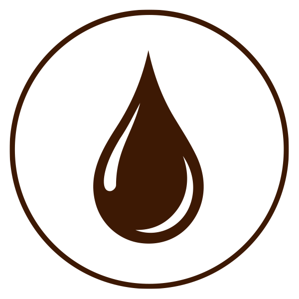 Braune Pixelgrafik eines Wassertropfens in einem Kreis